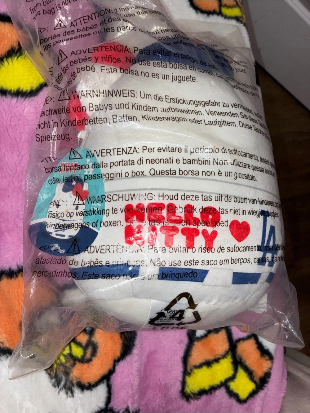 Hello Kitty Dodgers Plush - White with Blue and Red Accents